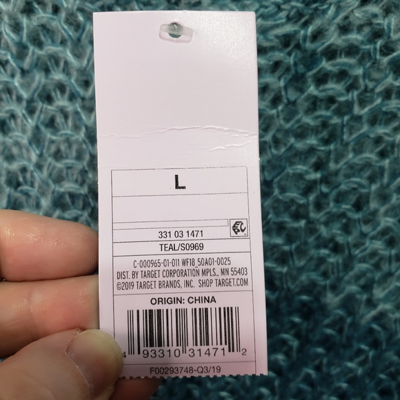 New! Wild Fable Teal Color Block Sweater Size L - Picture 6 of 8